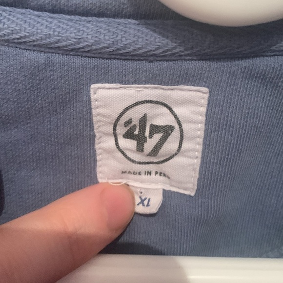 Fantastic Light Blue NY Giants Peruvian Cotton Long Sleeve Quarter Button Shirt - Picture 6 of 10